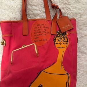 Coach Vibrant Pink and Orange Graphic Tote
